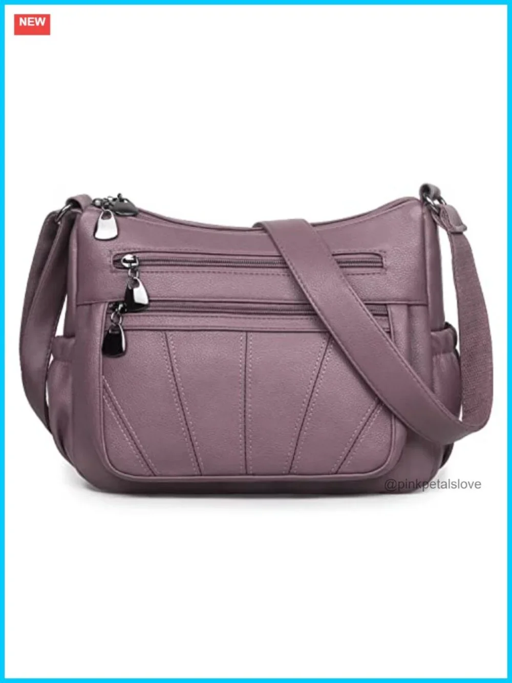 Soft PU Leather Crossbody Satchel Handbag Tote Shoulder Bag Roomy Multi-Pocket